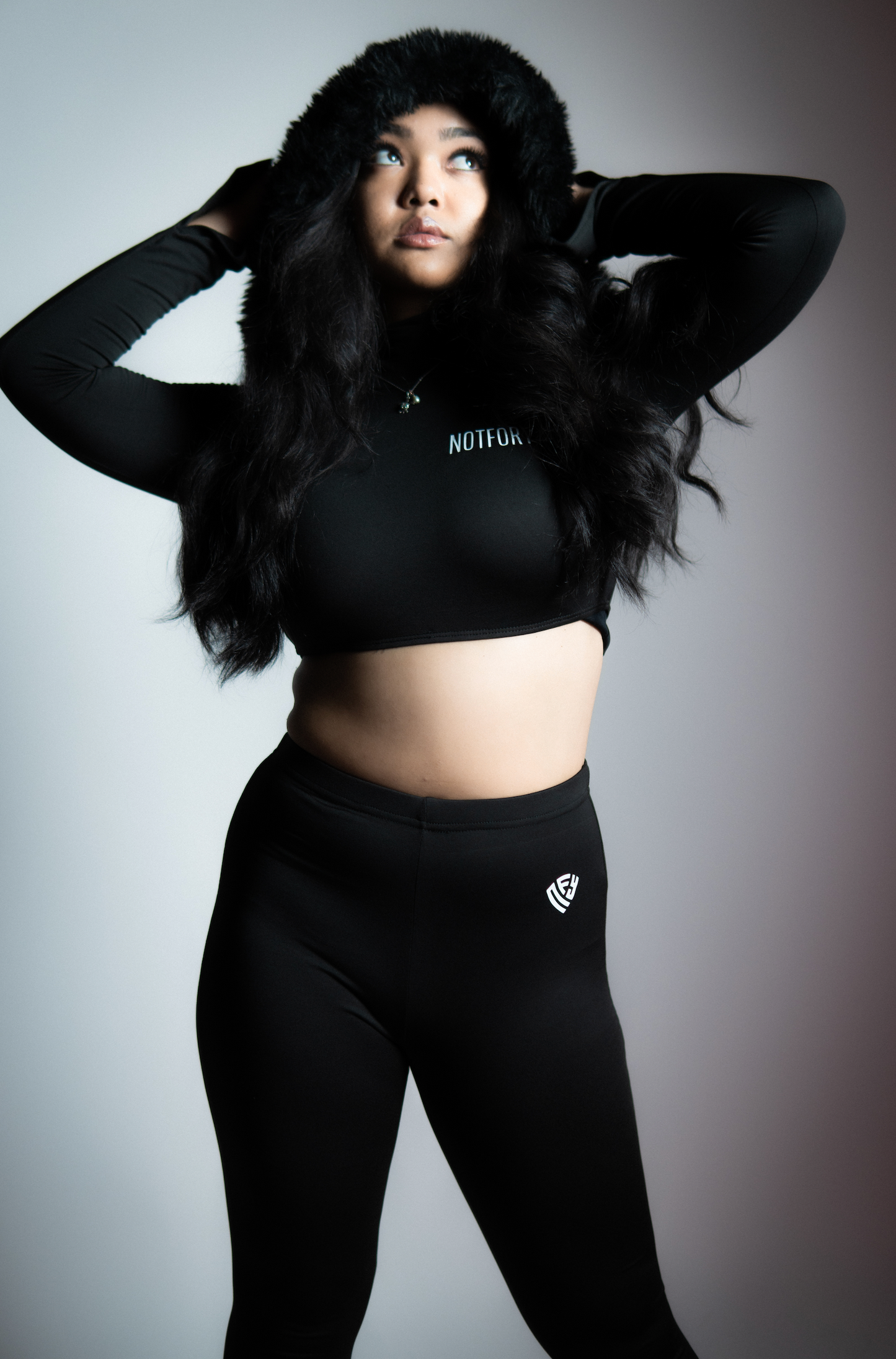 NFY "ACTIVE-ATE" Long-Sleeve Hooded Crop-Top & Leggings Set